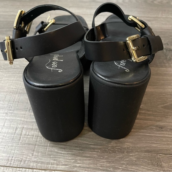 NWOB Free People Pamela Double Stack Platform Heels Sandals Black US 9 - Picture 5 of 7